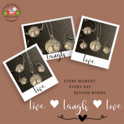 Live Laugh Love Necklace Earrings and Bracelet (Style 891)