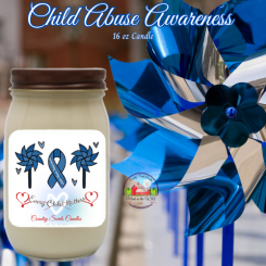 Child Abuse Awareness 16oz candle (Dakotahs Vanilla Scent) Child Abuse Awareness 16oz candle (Dakotahs Vanilla Scent)