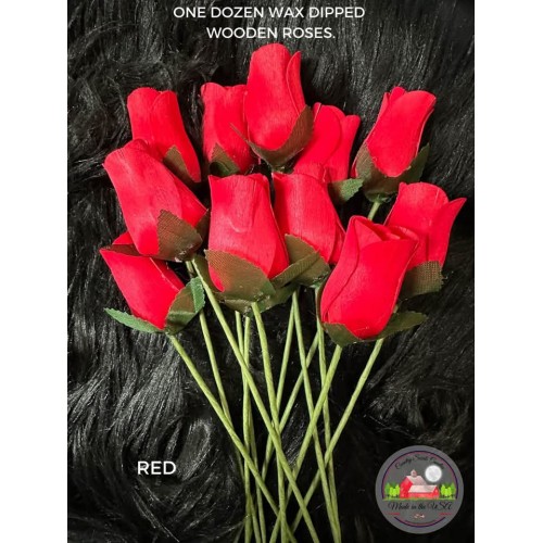 Dozen Wooden Wax Dipped Roses