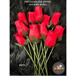 Dozen Wooden Wax Dipped Roses