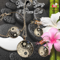Ying Yang Necklace Earrings and Bracelet (Style 135)