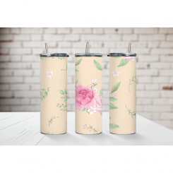 Peach Pink Flower Tumbler