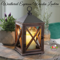 Weathered Espesso Wooden Lantern